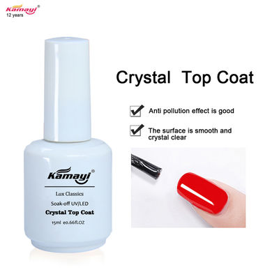ODM 12ml Crystal Top Coat Nail Polish ULTRAVIOLETA de la resistencia de desgaste